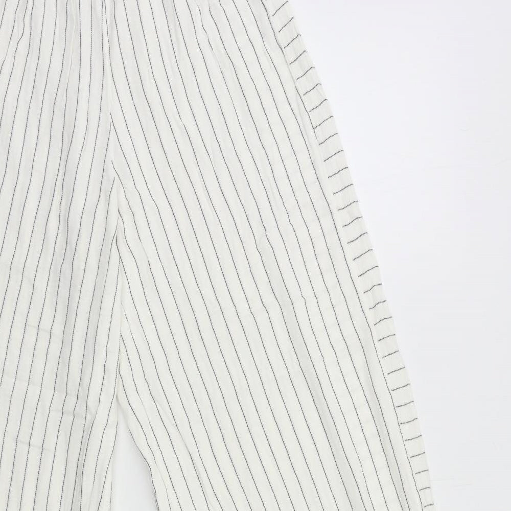 DREAMER Womens White Striped  Trousers  Size M L25 in