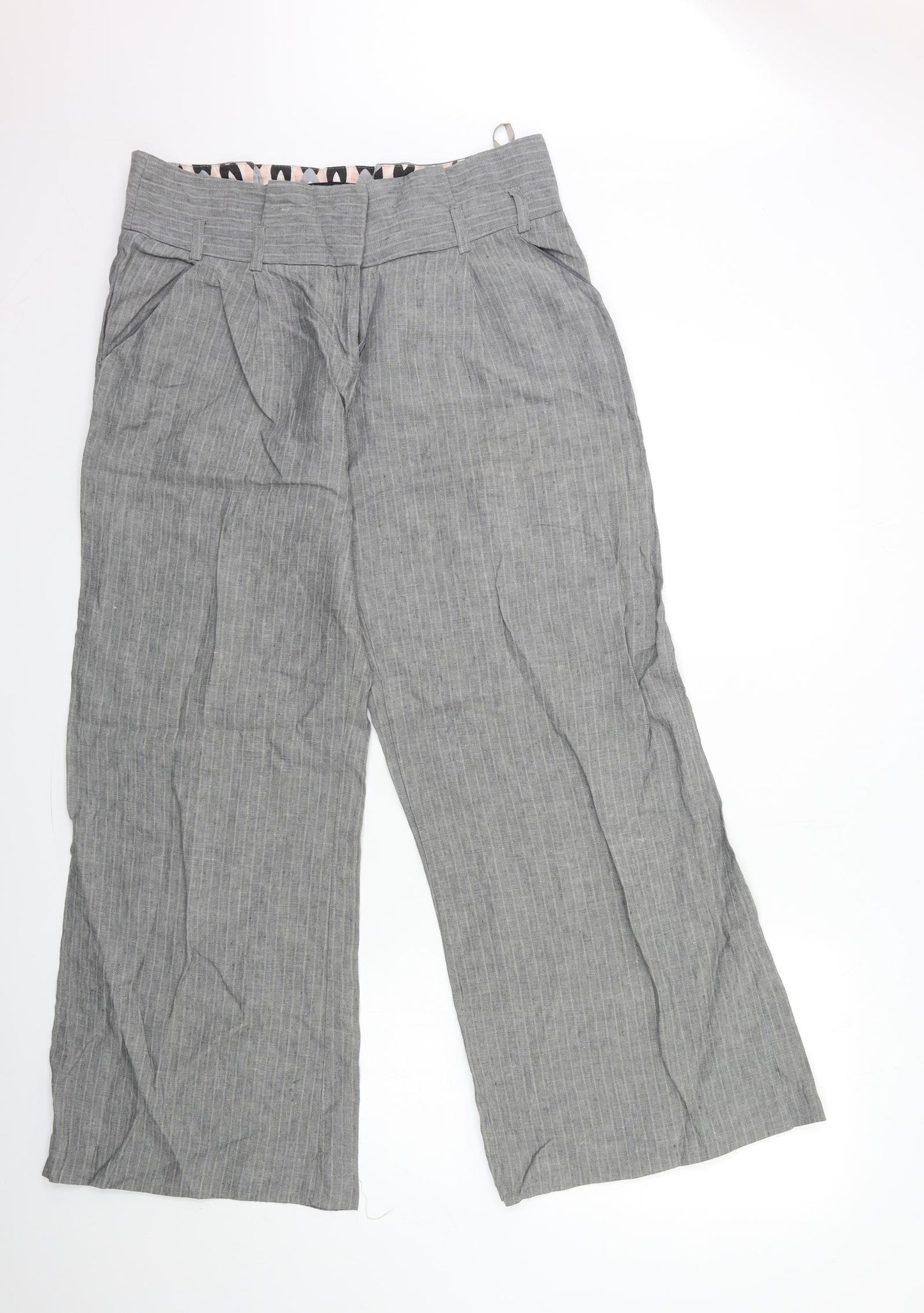 River Island Womens Grey Striped  Trousers  Size 14 L31 in