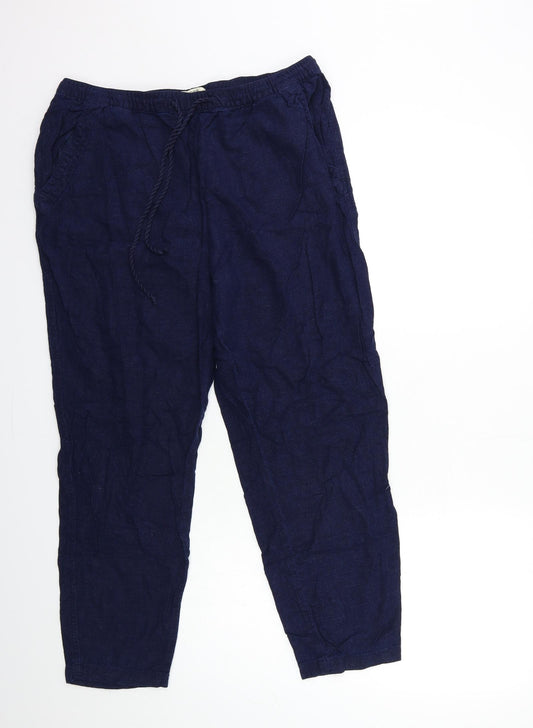 Front view of Papaya women’s blue trousers, size UK 14, 27-inch leg