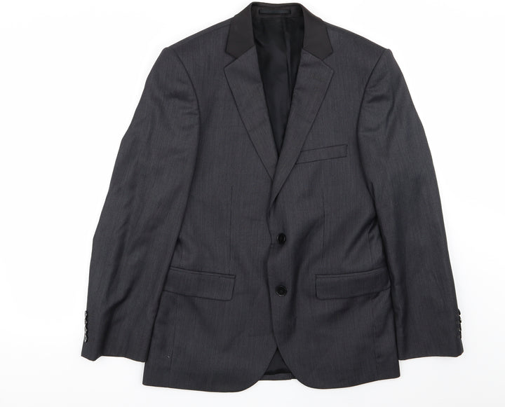 M&C Mens Black Striped Jacket Blazer Size 46