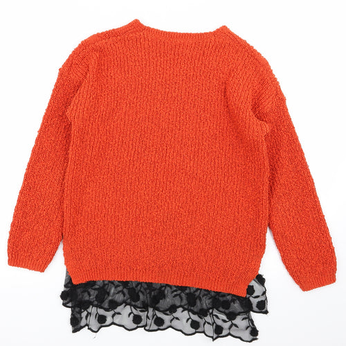 TU Womens Orange Floral  Pullover Jumper Size 8