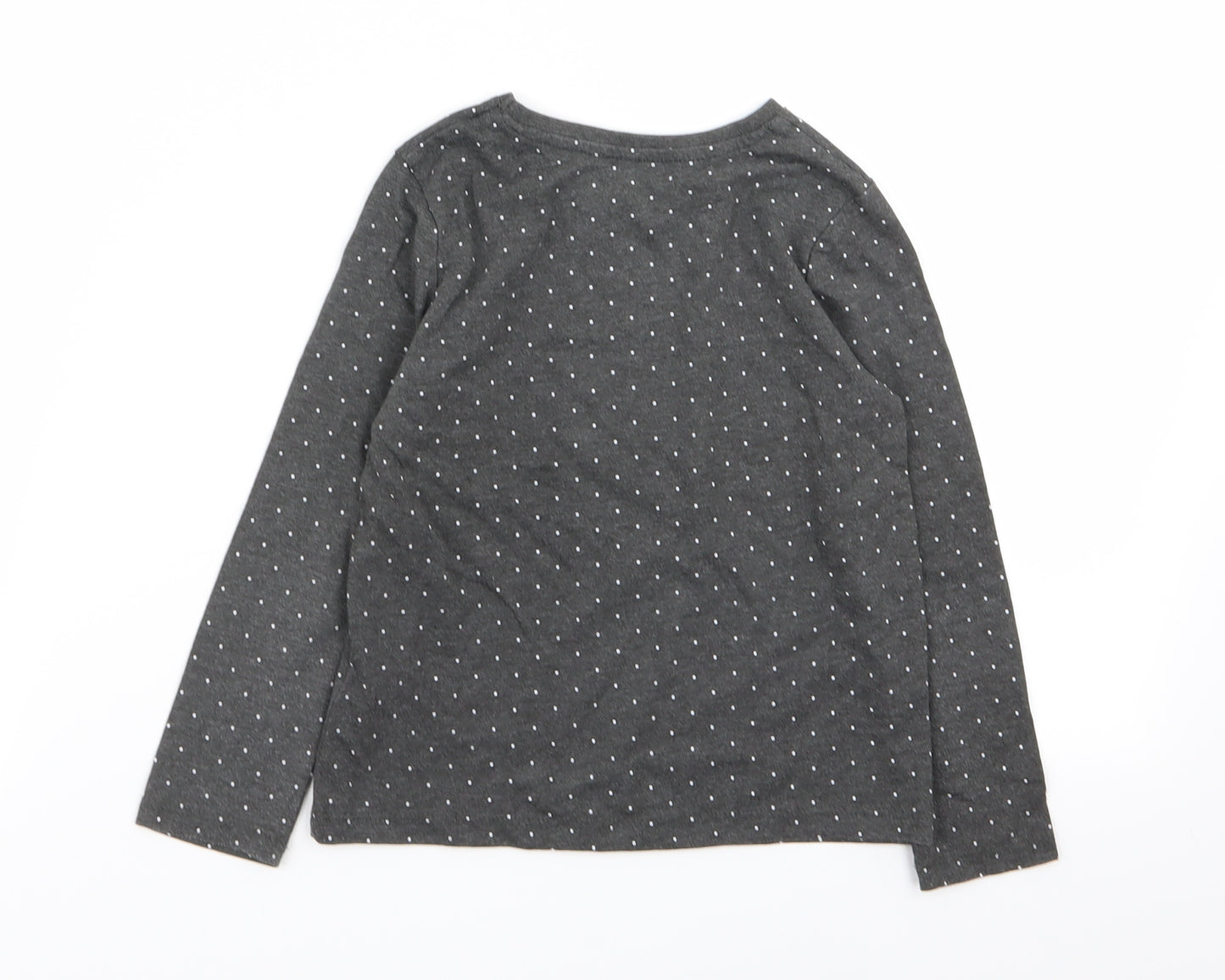 Primark Girls Grey Polka Dot  Basic T-Shirt Size 4-5 Years