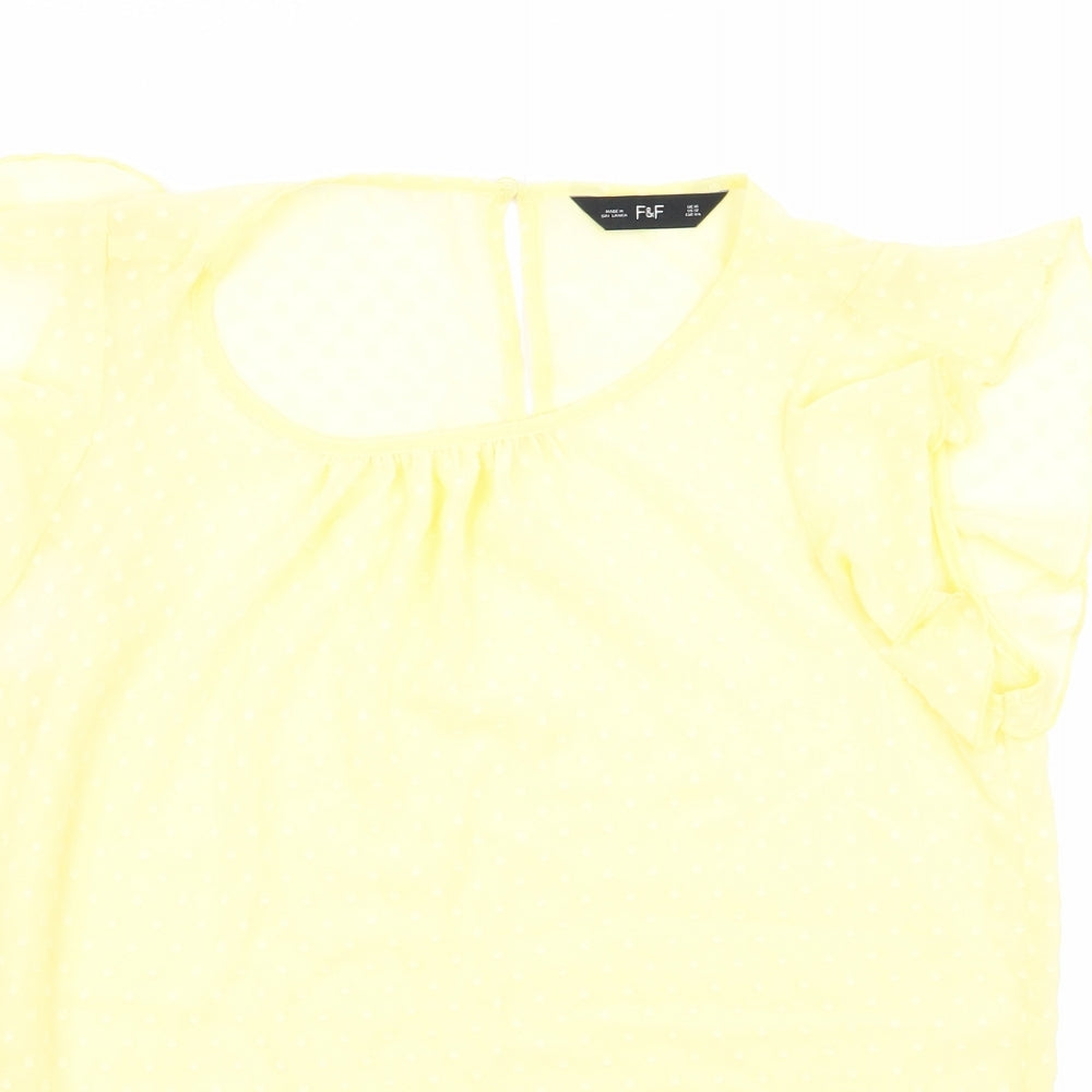 F&F Womens Yellow Polka Dot  Basic Blouse Size 16