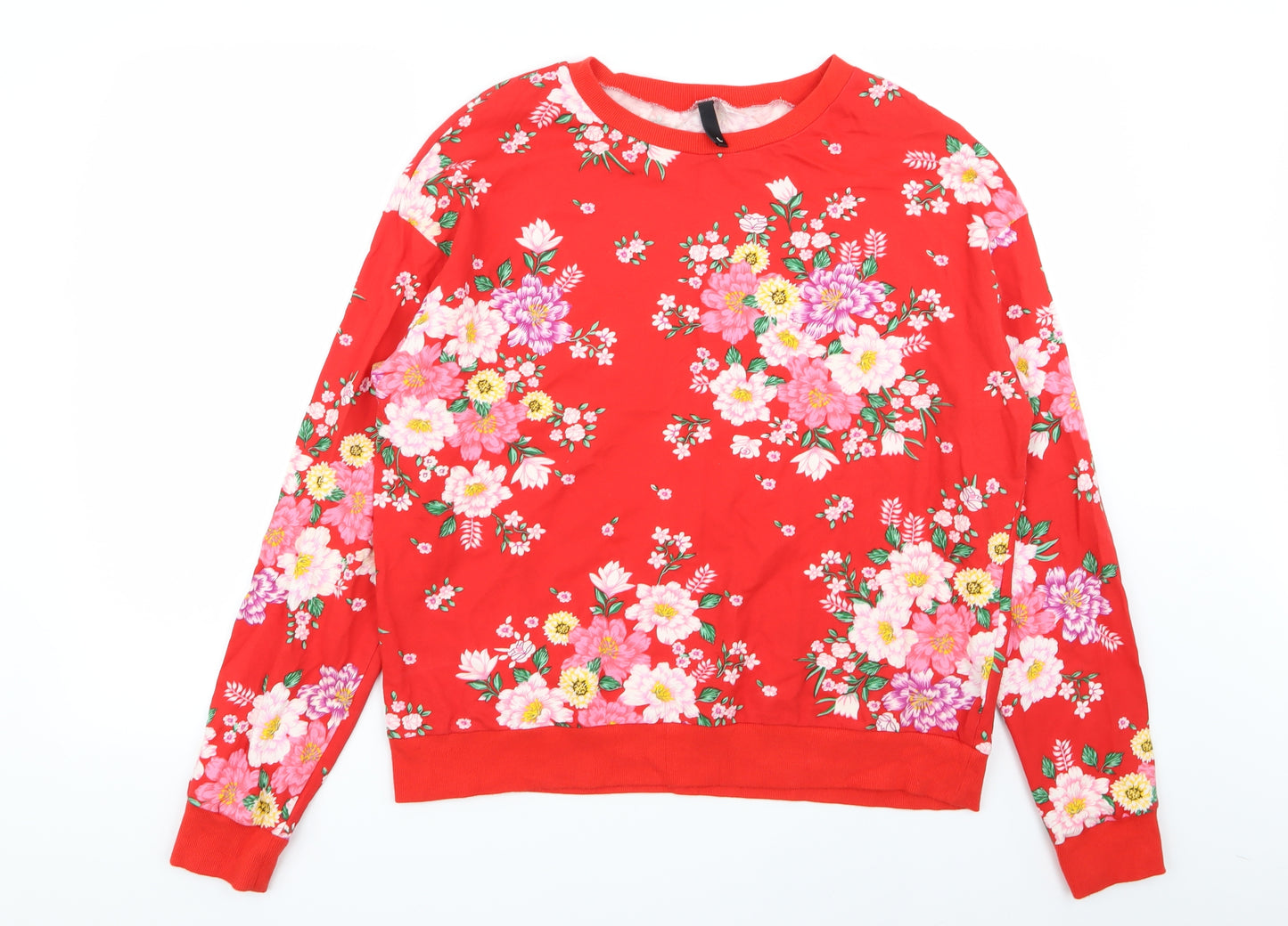 Divided by H&M Womens Red Floral  Pullover Jumper Size L