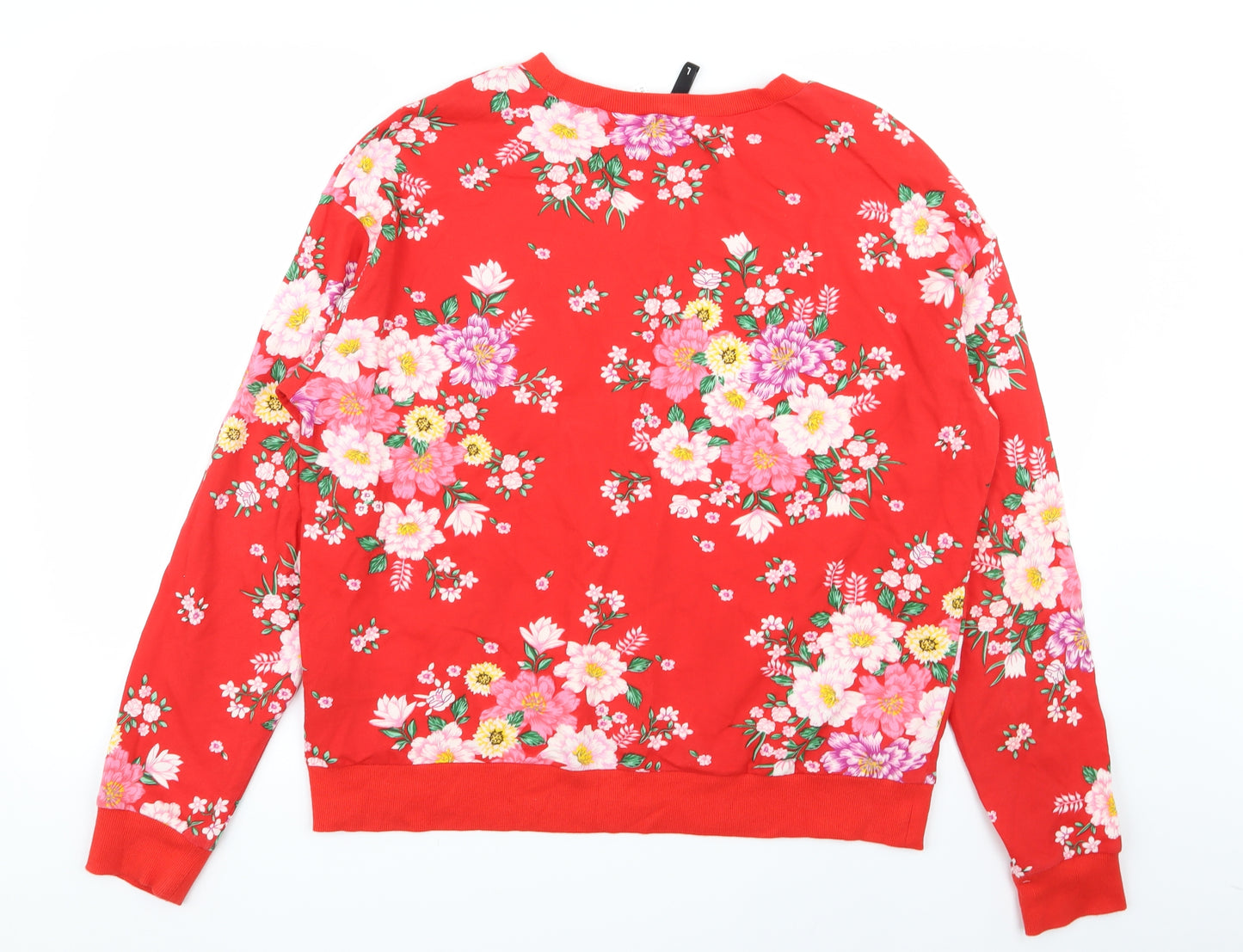 Divided by H&M Womens Red Floral  Pullover Jumper Size L