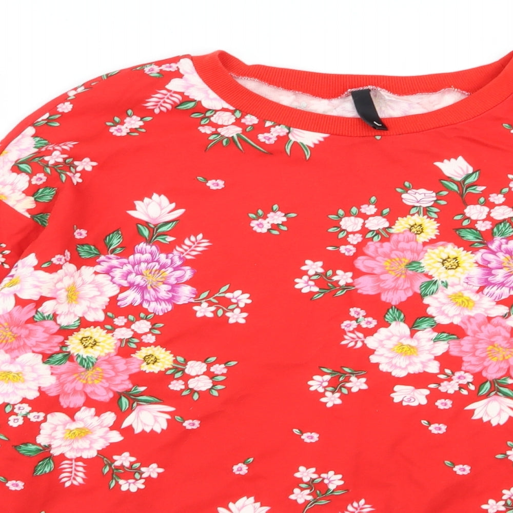 Divided by H&M Womens Red Floral  Pullover Jumper Size L
