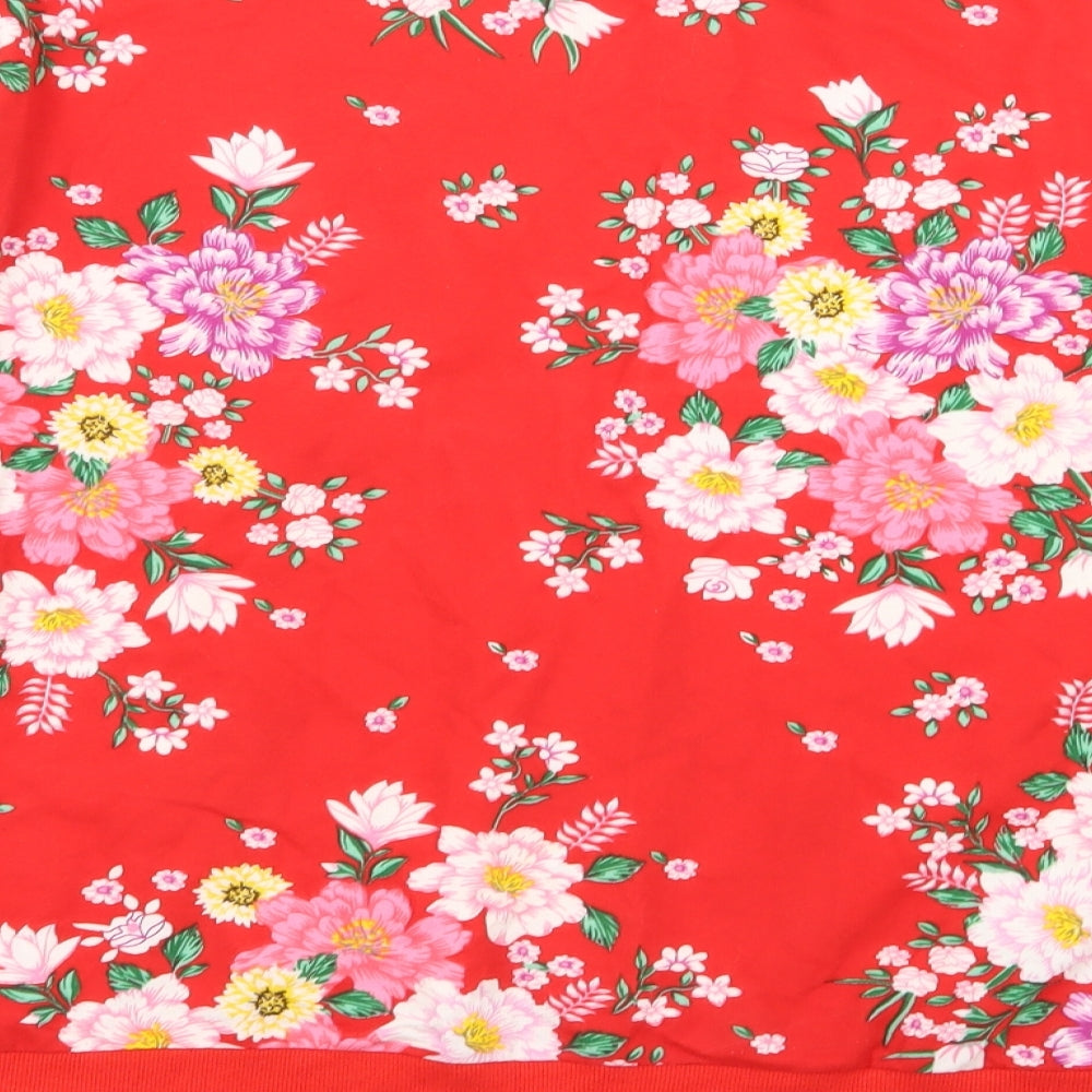 Divided by H&M Womens Red Floral  Pullover Jumper Size L