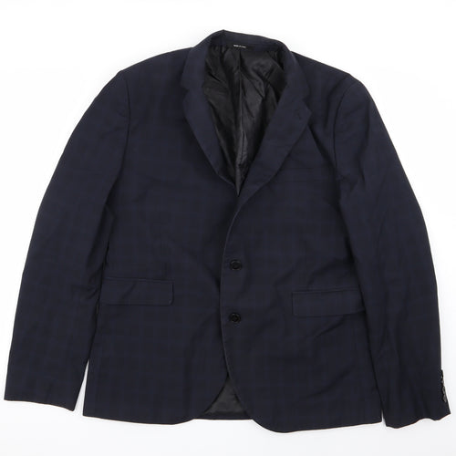 Cedar Wood State Mens Blue Check  Jacket Blazer Size 44