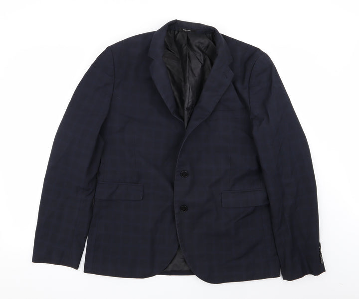 Cedar Wood State Mens Blue Check Jacket Blazer Size 44