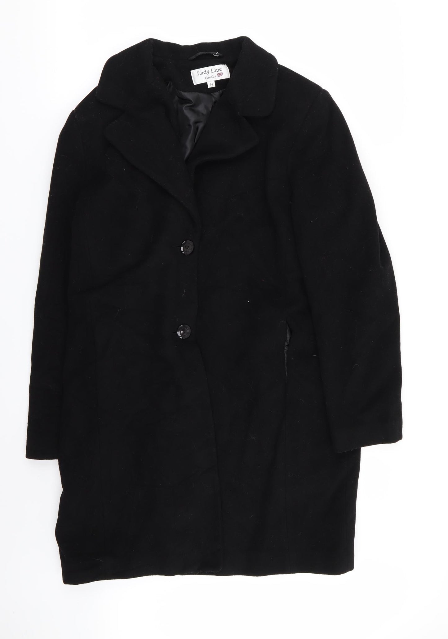 lady line Womens Black   Overcoat Coat Size 14