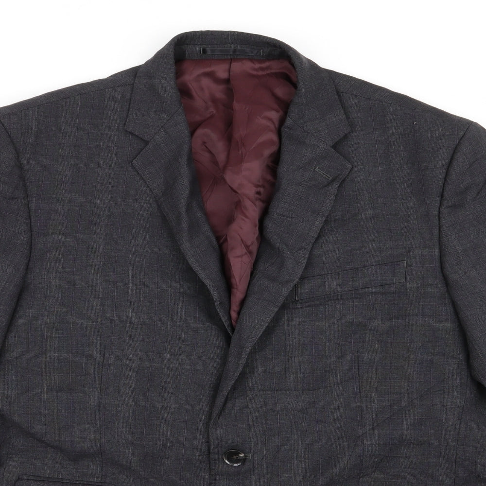 m.jewin Mens Grey Check  Jacket Blazer Size 46