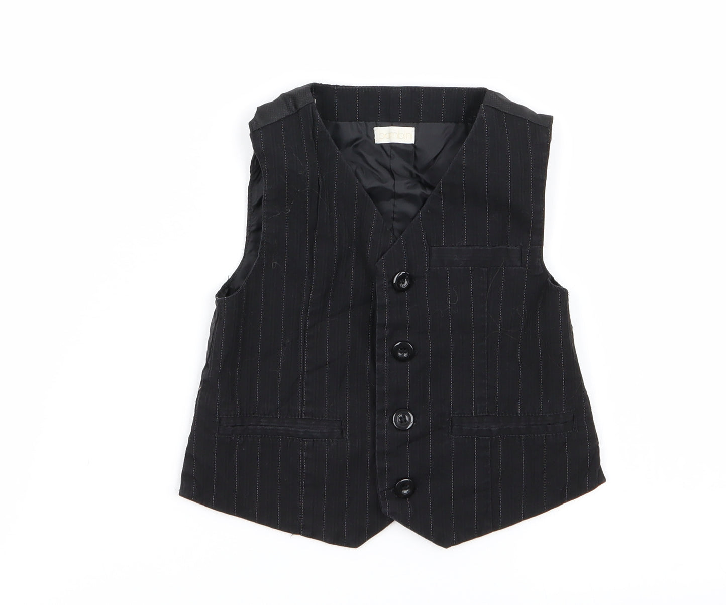 BHS Boys Black Striped  Jacket Waistcoat Size 12-18 Months