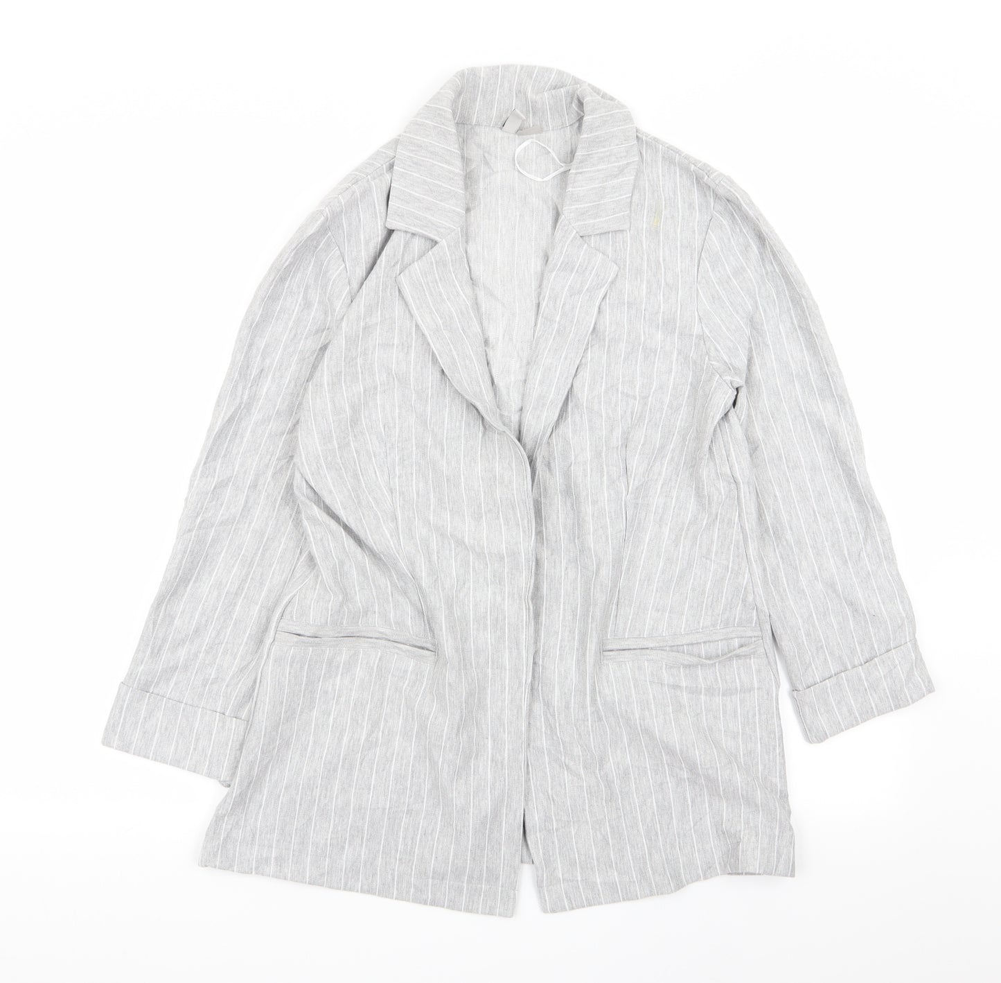 Divided by H&M Womens Grey Striped  Jacket Blazer Size M
