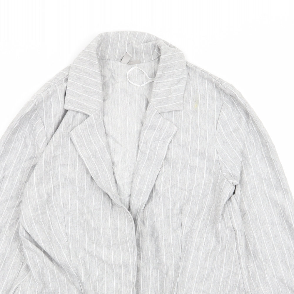Divided by H&M Womens Grey Striped  Jacket Blazer Size M
