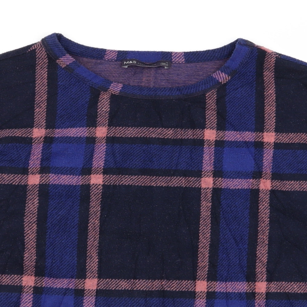 M&S Womens Multicoloured Check  Basic T-Shirt Size 16