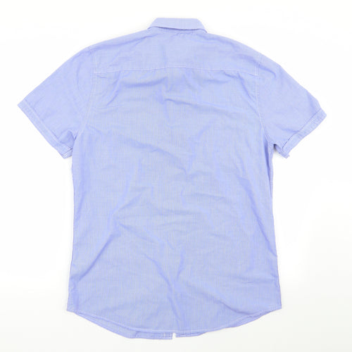 F&F Mens Blue Check   Dress Shirt Size 15