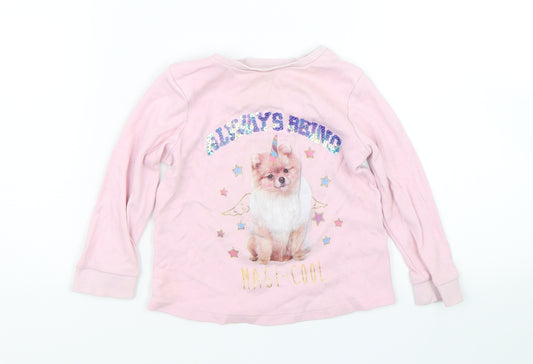 Front view of George girls’ pink basic t-shirt, size 12-18, months