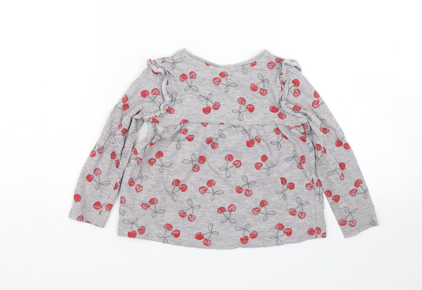TU Girls Grey Polka Dot  Basic T-Shirt Size 3-4 Years  - Cherries
