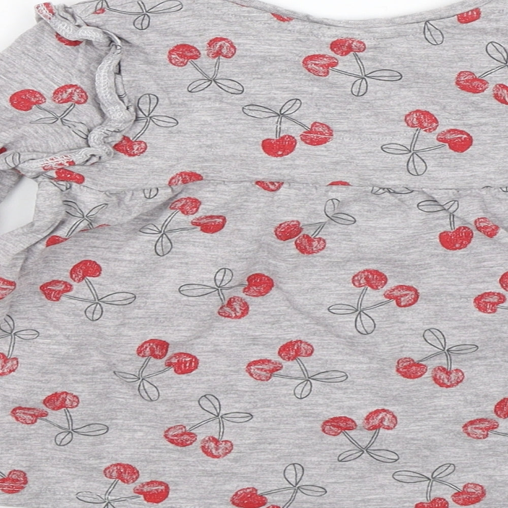 TU Girls Grey Polka Dot  Basic T-Shirt Size 3-4 Years  - Cherries