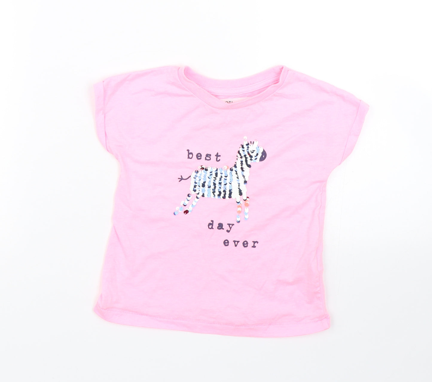 Minoti Girls Pink   Basic T-Shirt Size 2-3 Years  - Zebra