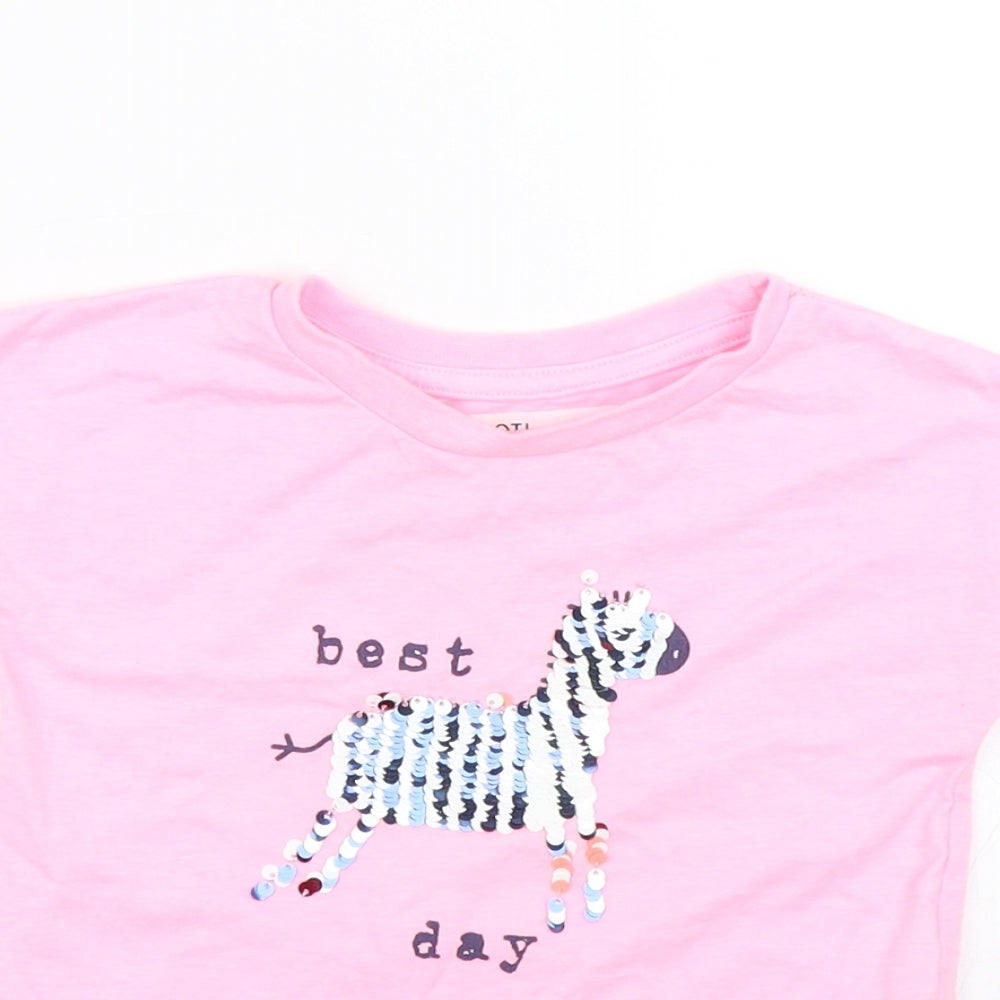 Minoti Girls Pink   Basic T-Shirt Size 2-3 Years  - Zebra