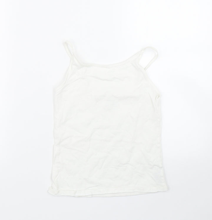 pep&co Girls White Basic Tank Size 9-10 Years