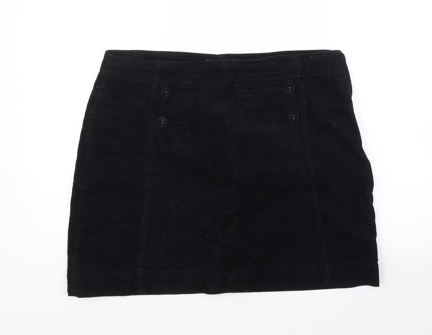 M&Co Womens Black  Corduroy Mini Skirt Size 14