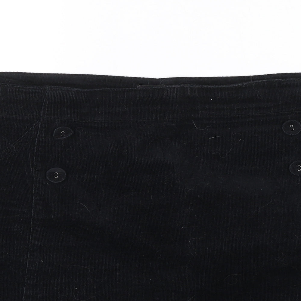 M&Co Womens Black  Corduroy Mini Skirt Size 14