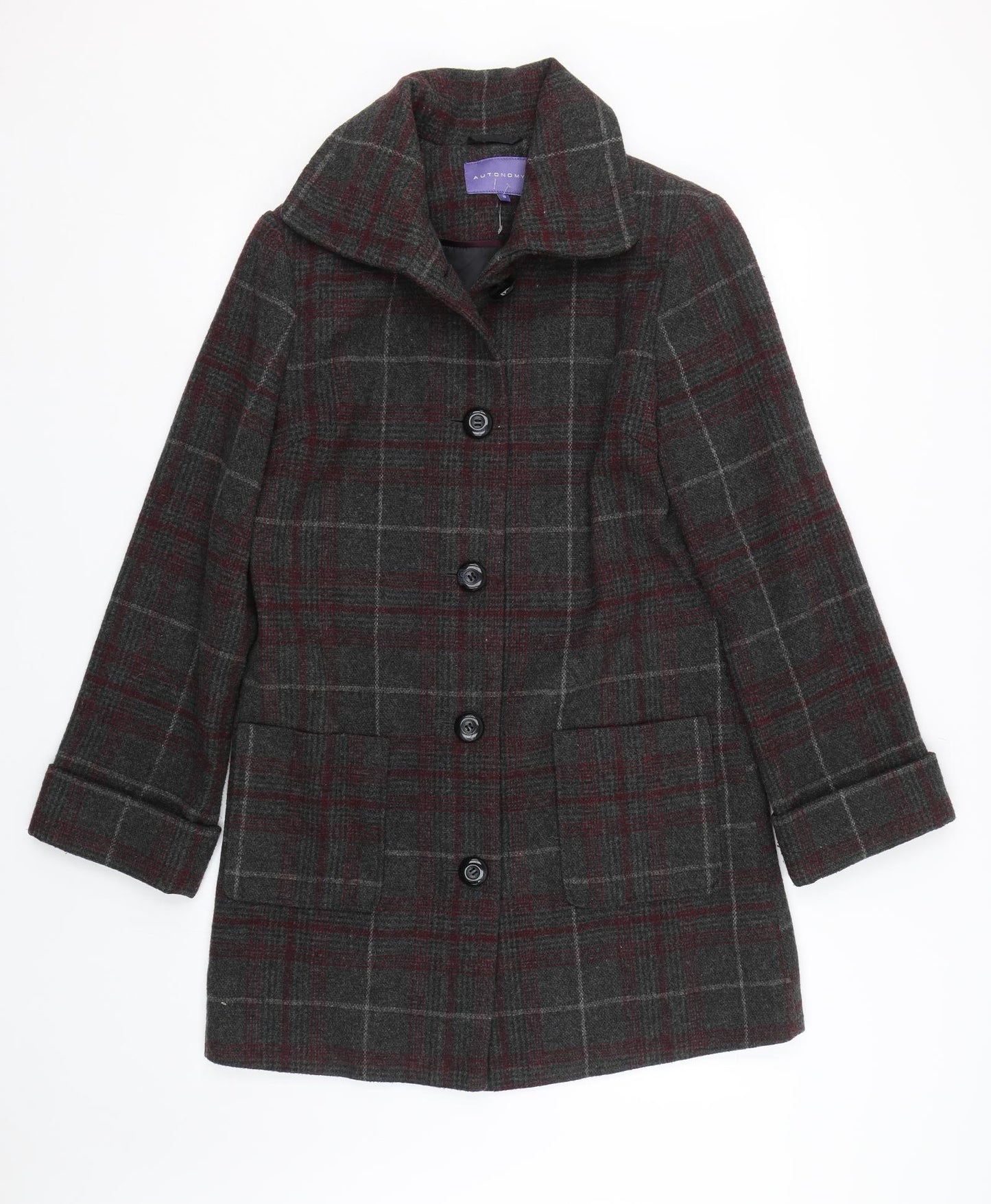 Autonomy Womens Gold Check  Overcoat Coat Size 10