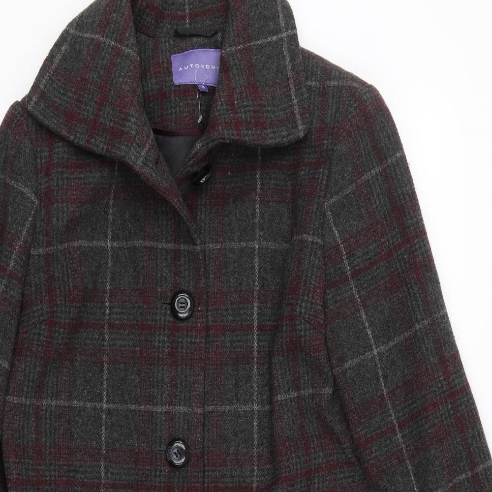 Autonomy Womens Gold Check  Overcoat Coat Size 10