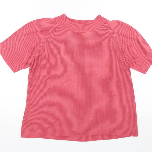 Orvis Womens Pink Striped  Basic T-Shirt Size M