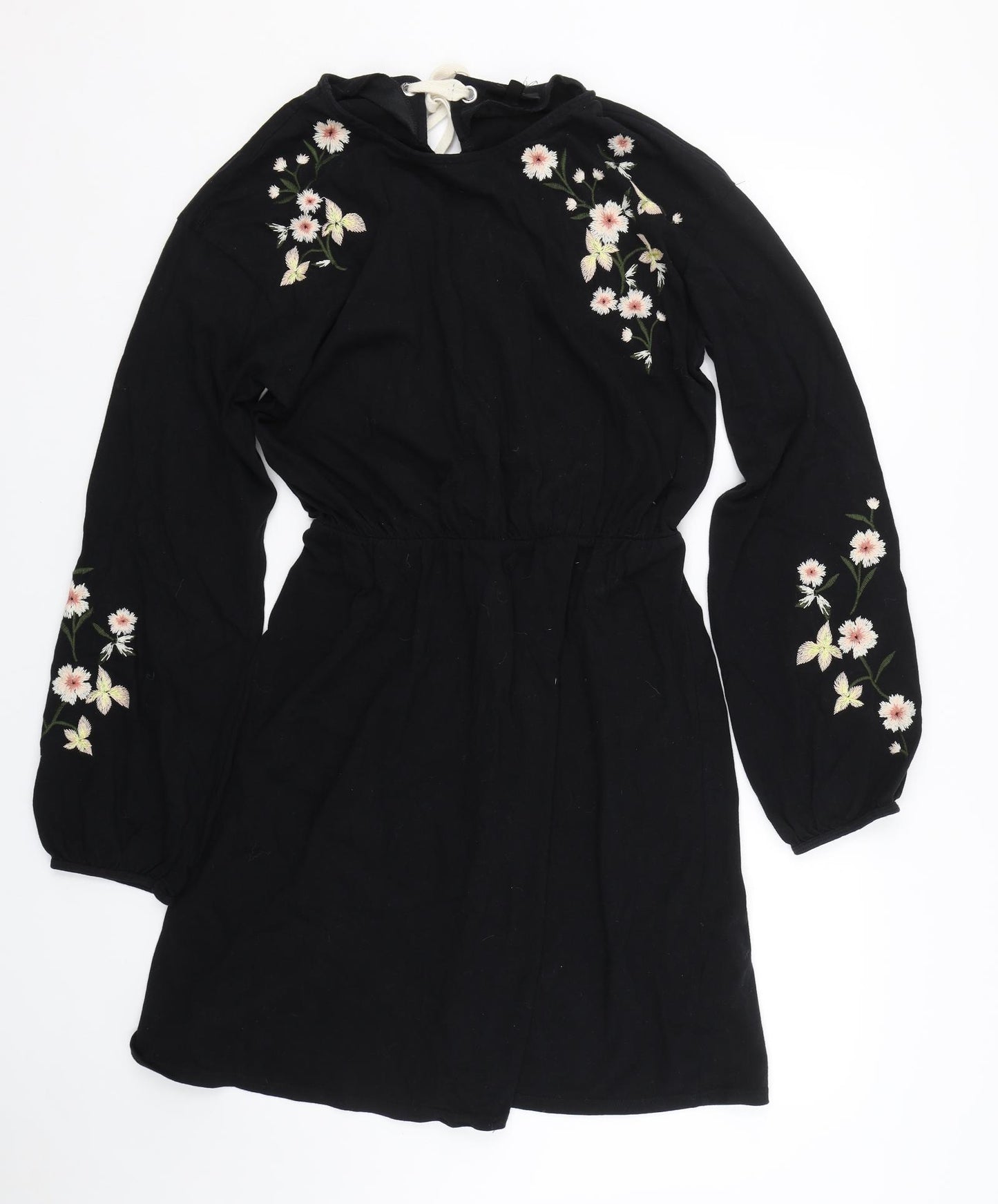 Topshop Womens Black Floral  T-Shirt Dress  Size 14