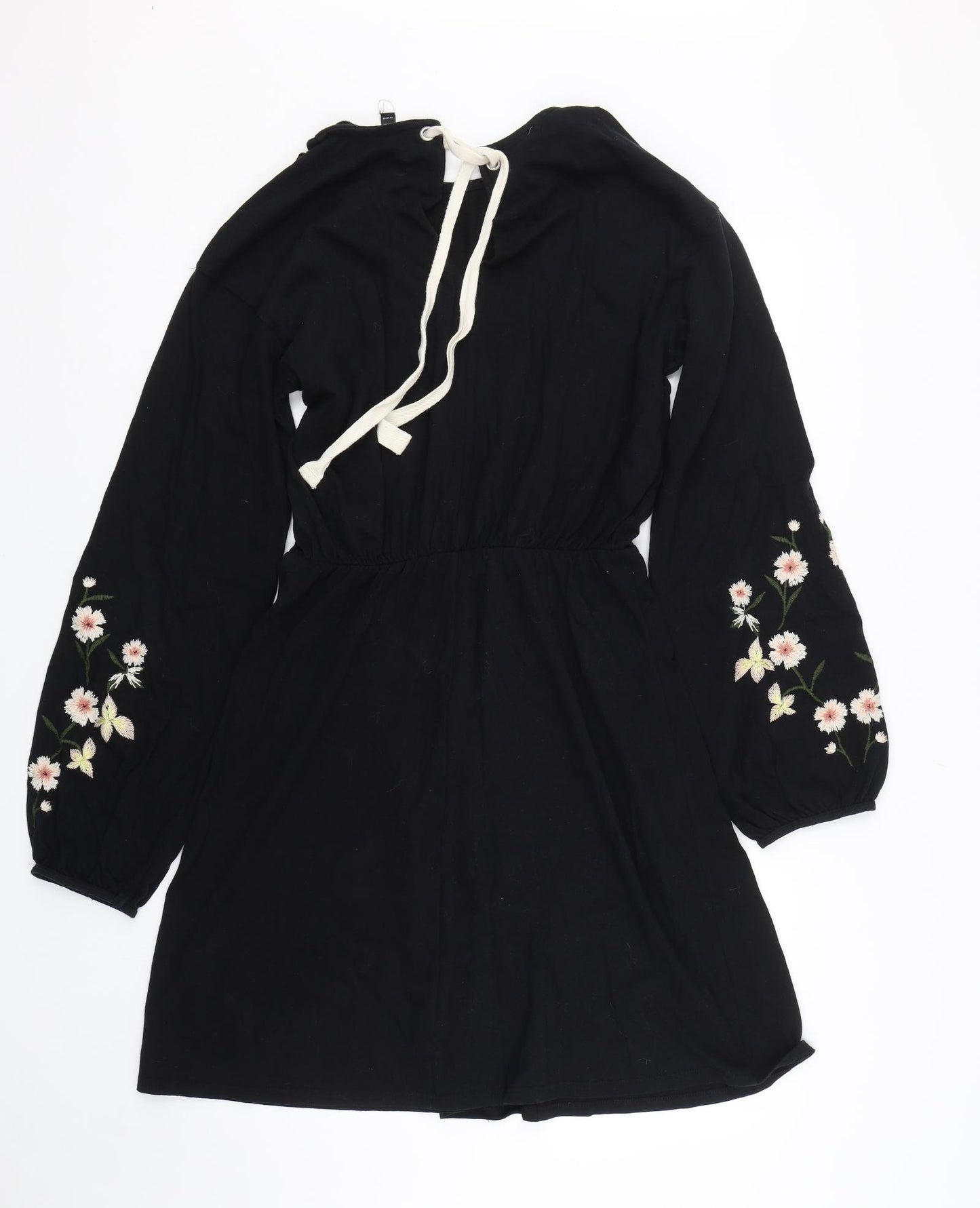 Topshop Womens Black Floral  T-Shirt Dress  Size 14
