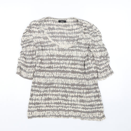 M&Co Womens Beige Striped  Basic T-Shirt Size M