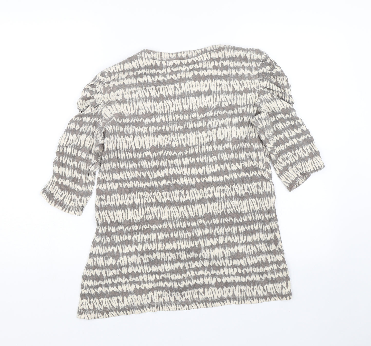 M&Co Womens Beige Striped  Basic T-Shirt Size M
