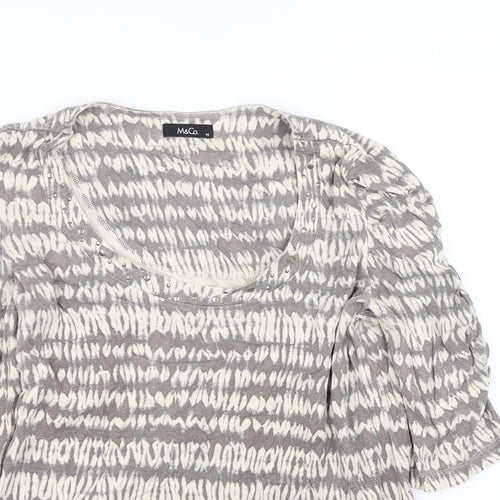M&Co Womens Beige Striped  Basic T-Shirt Size M