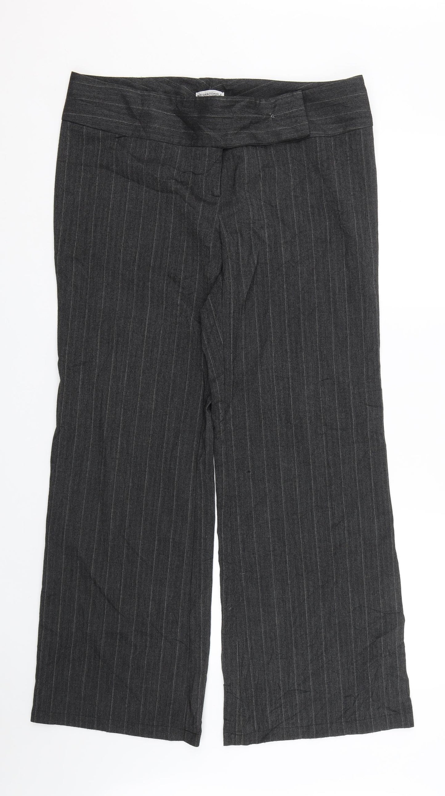 Internacionale Womens Grey Striped  Trousers  Size 16 L29 in