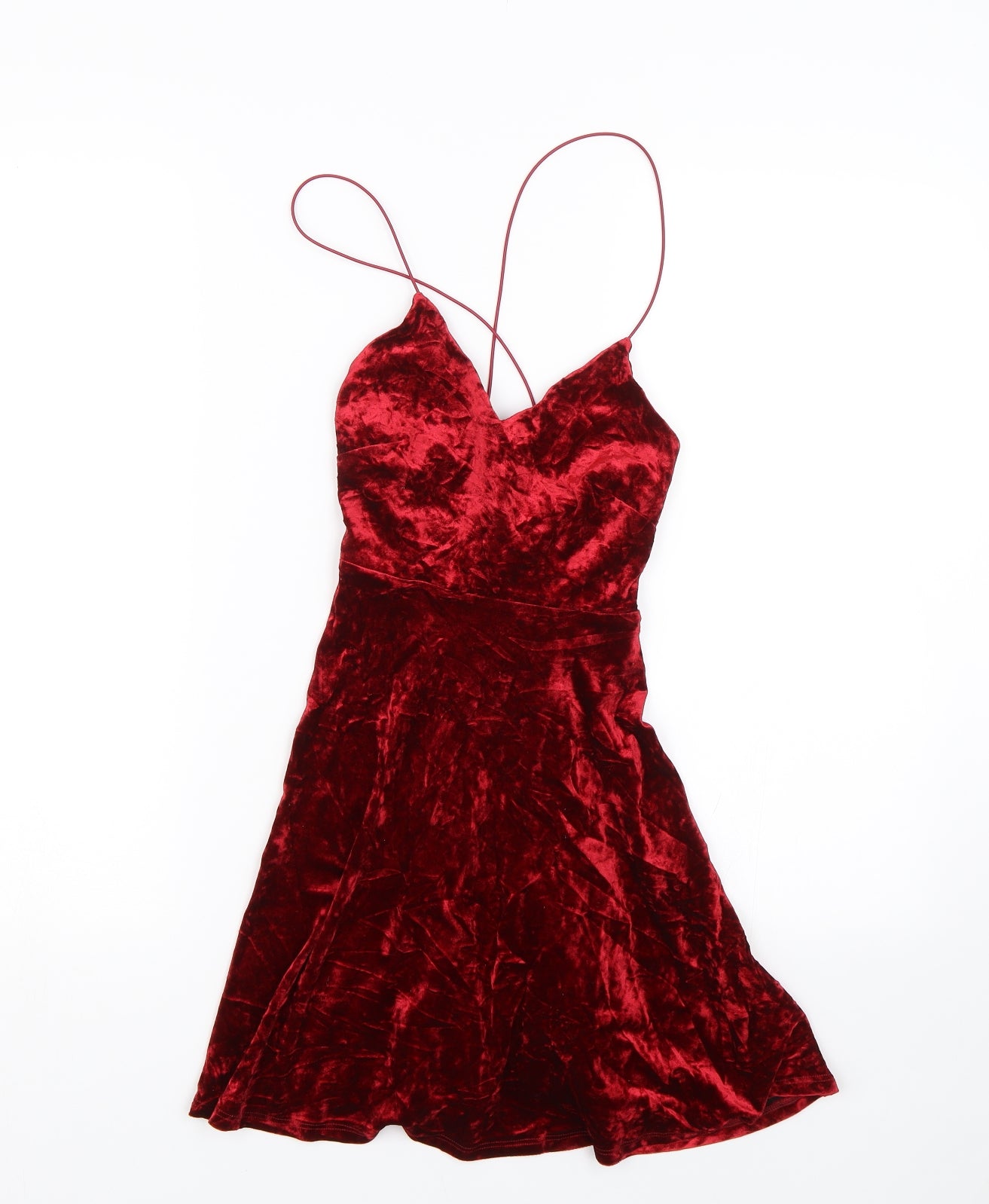 New Look Womens Red  Velour Fit & Flare  Size 6
