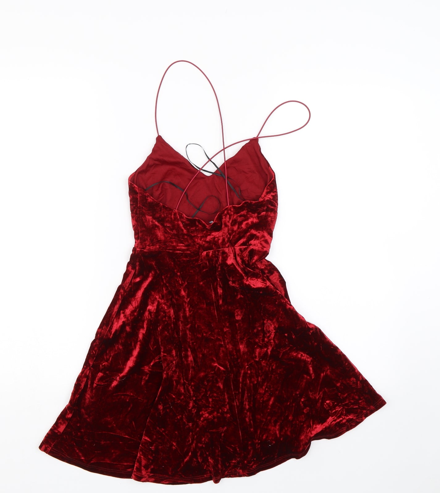 New Look Womens Red  Velour Fit & Flare  Size 6