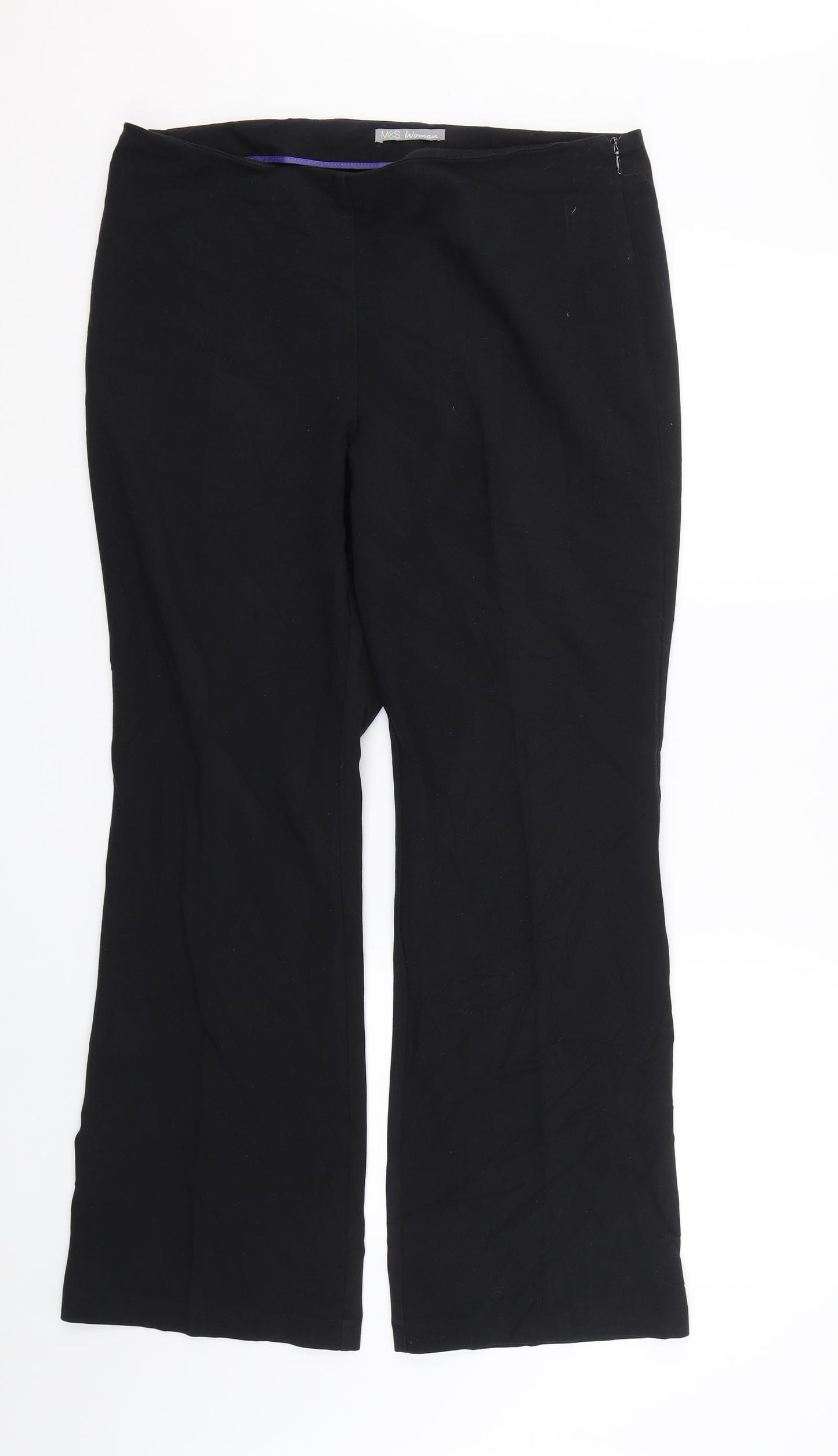 M&S Womens Black   Trousers  Size 14 L27 in