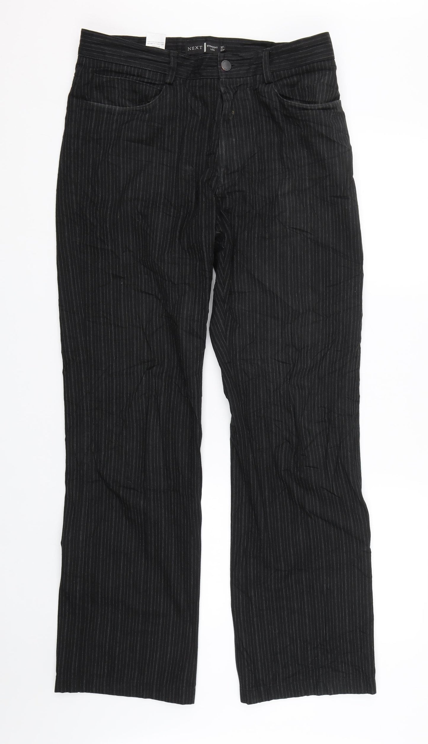 NEXT Womens Black Striped  Trousers  Size 32 L30 in