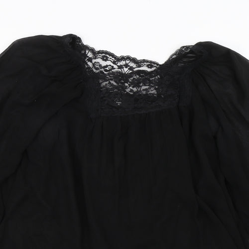 AX Womens Black Floral Lace Basic Blouse Size 12