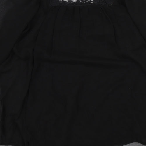 AX Womens Black Floral Lace Basic Blouse Size 12