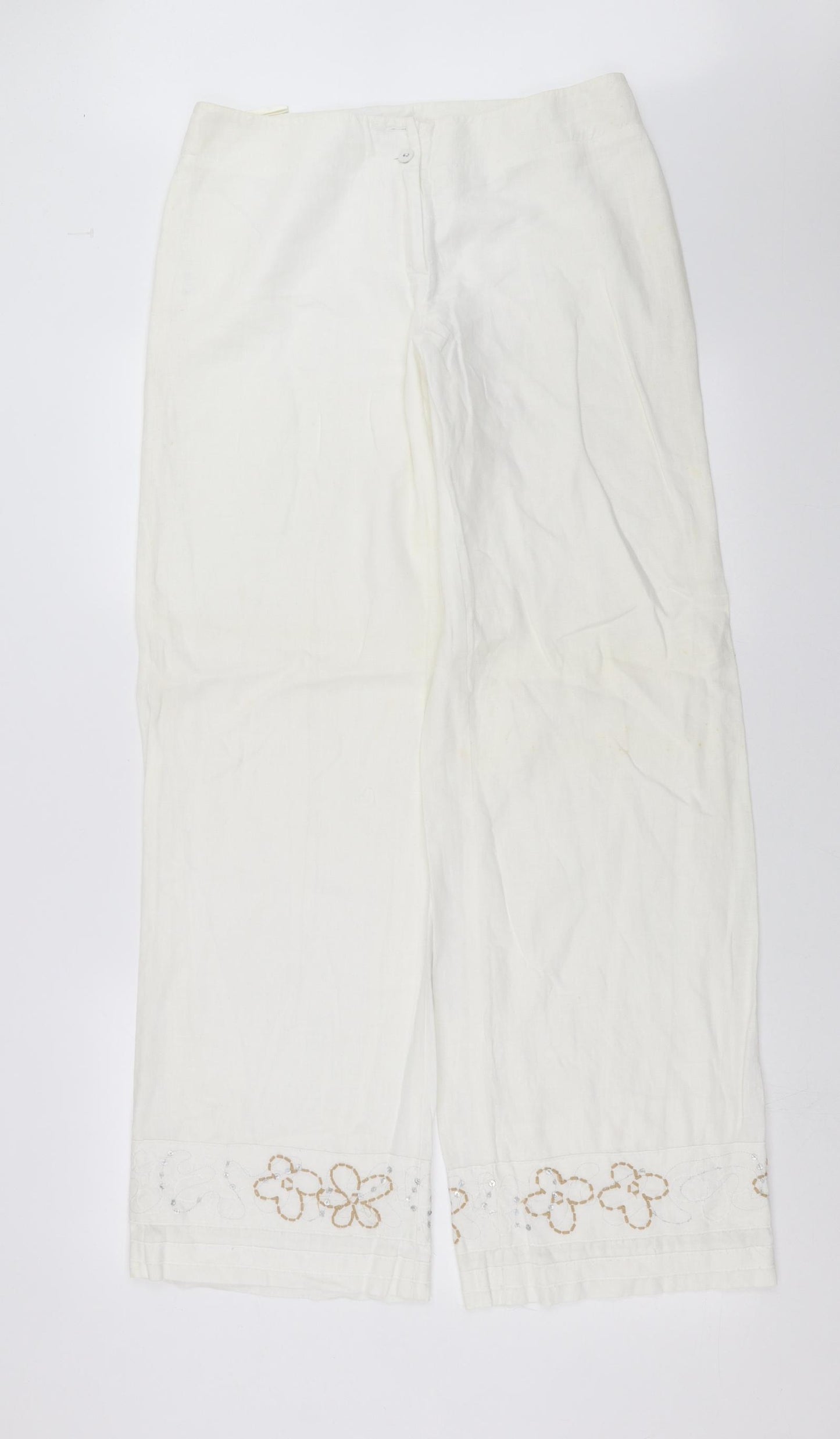 Marks and Spencer Womens White   Trousers  Size 12 L33 in - em