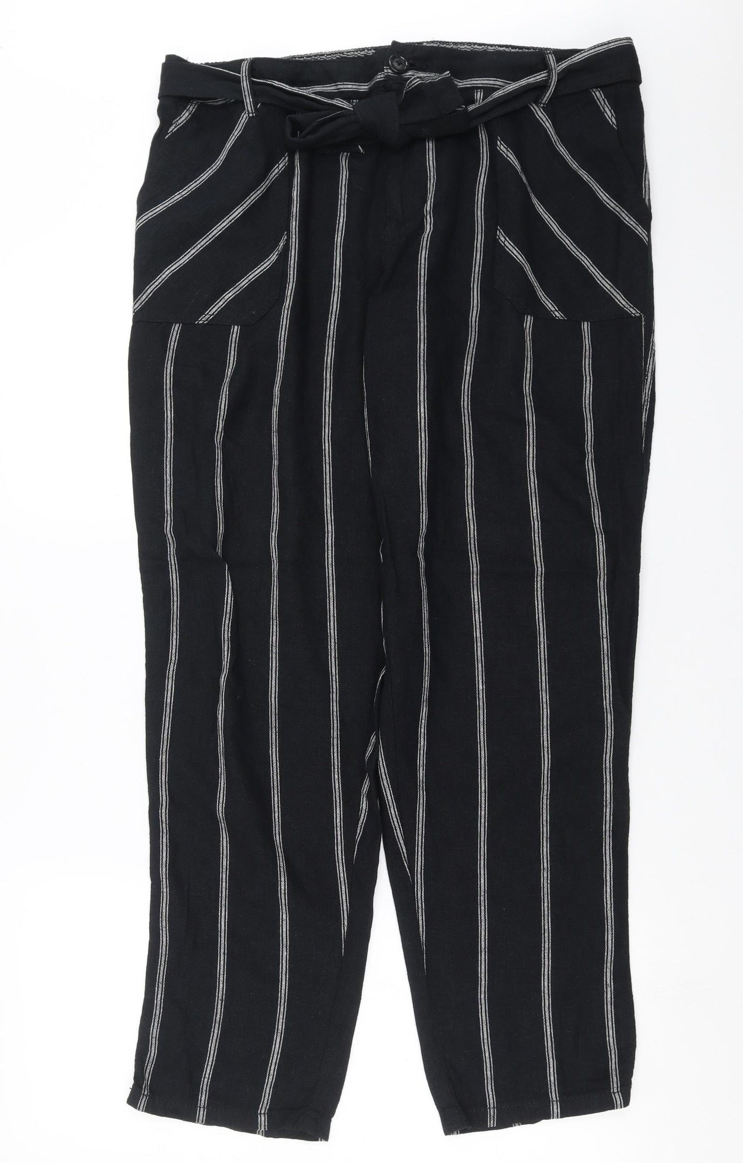 George Womens Black Striped  Trousers  Size 16 L30 in
