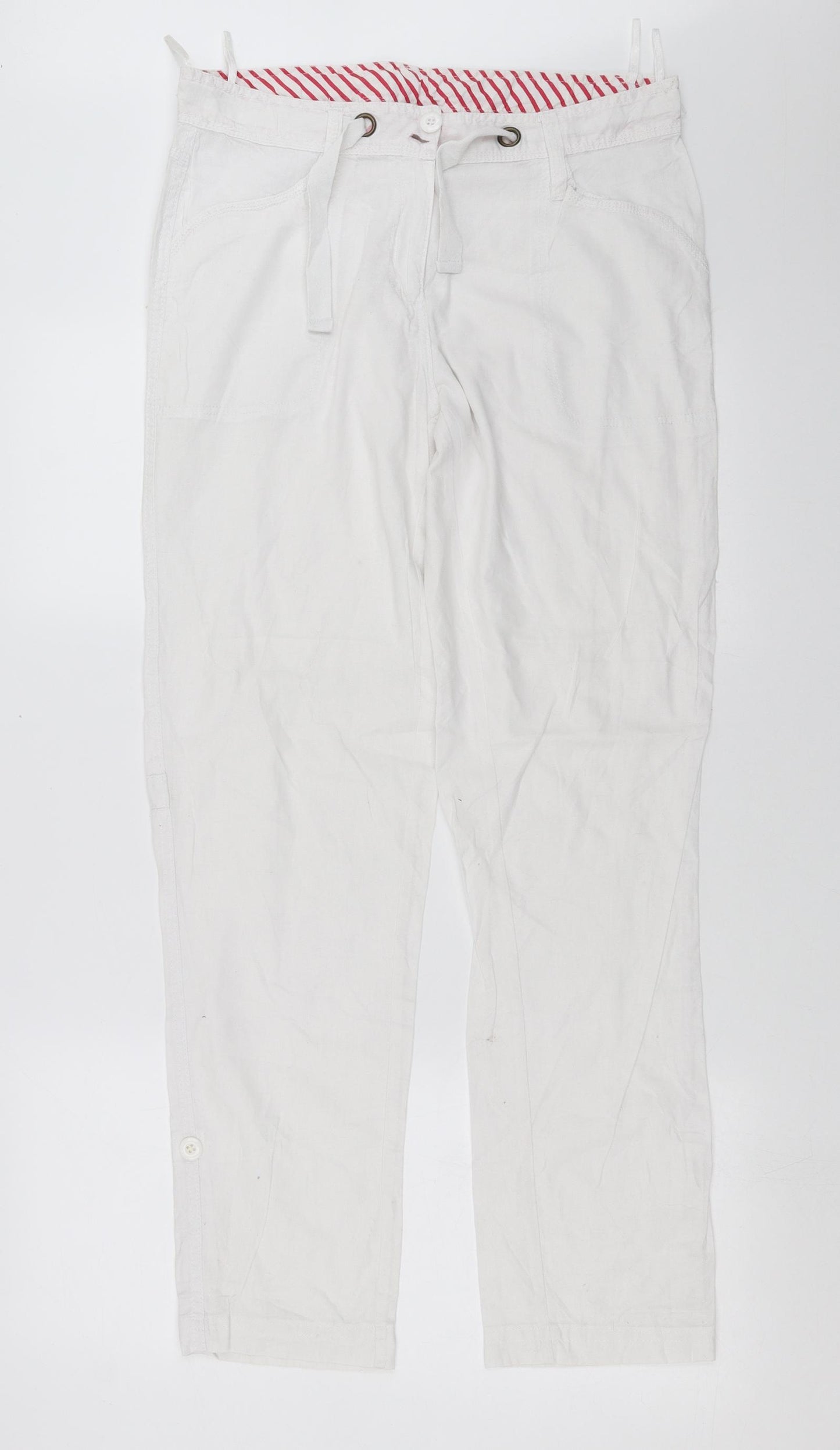 Preworn Womens White   Trousers  Size 14 L30 in