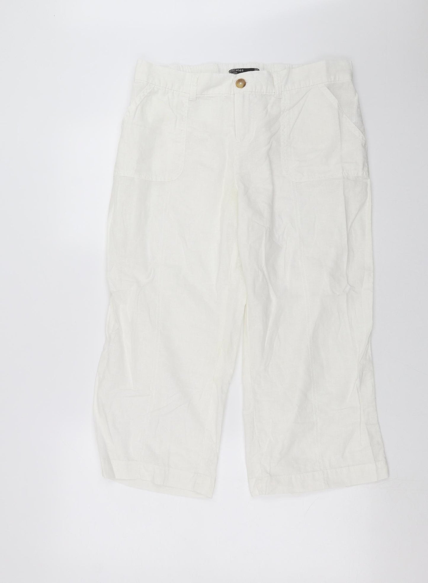Dunnes Stores Womens White   Cropped Trousers Size 14 L22 in