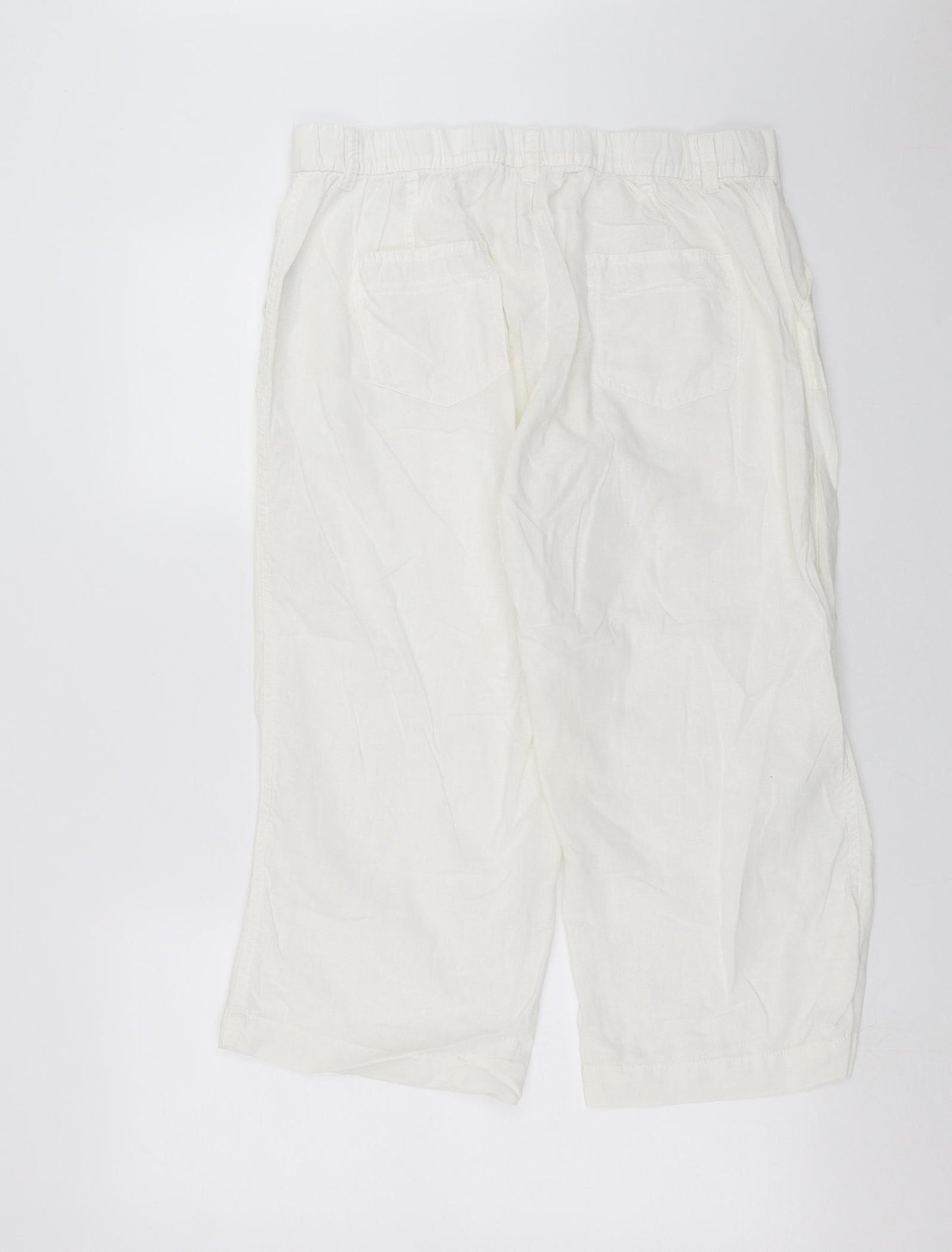 Dunnes Stores Womens White   Cropped Trousers Size 14 L22 in