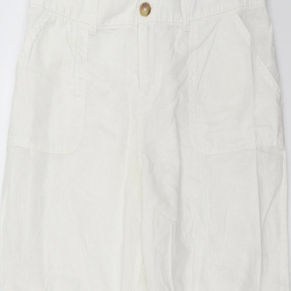 Dunnes Stores Womens White   Cropped Trousers Size 14 L22 in