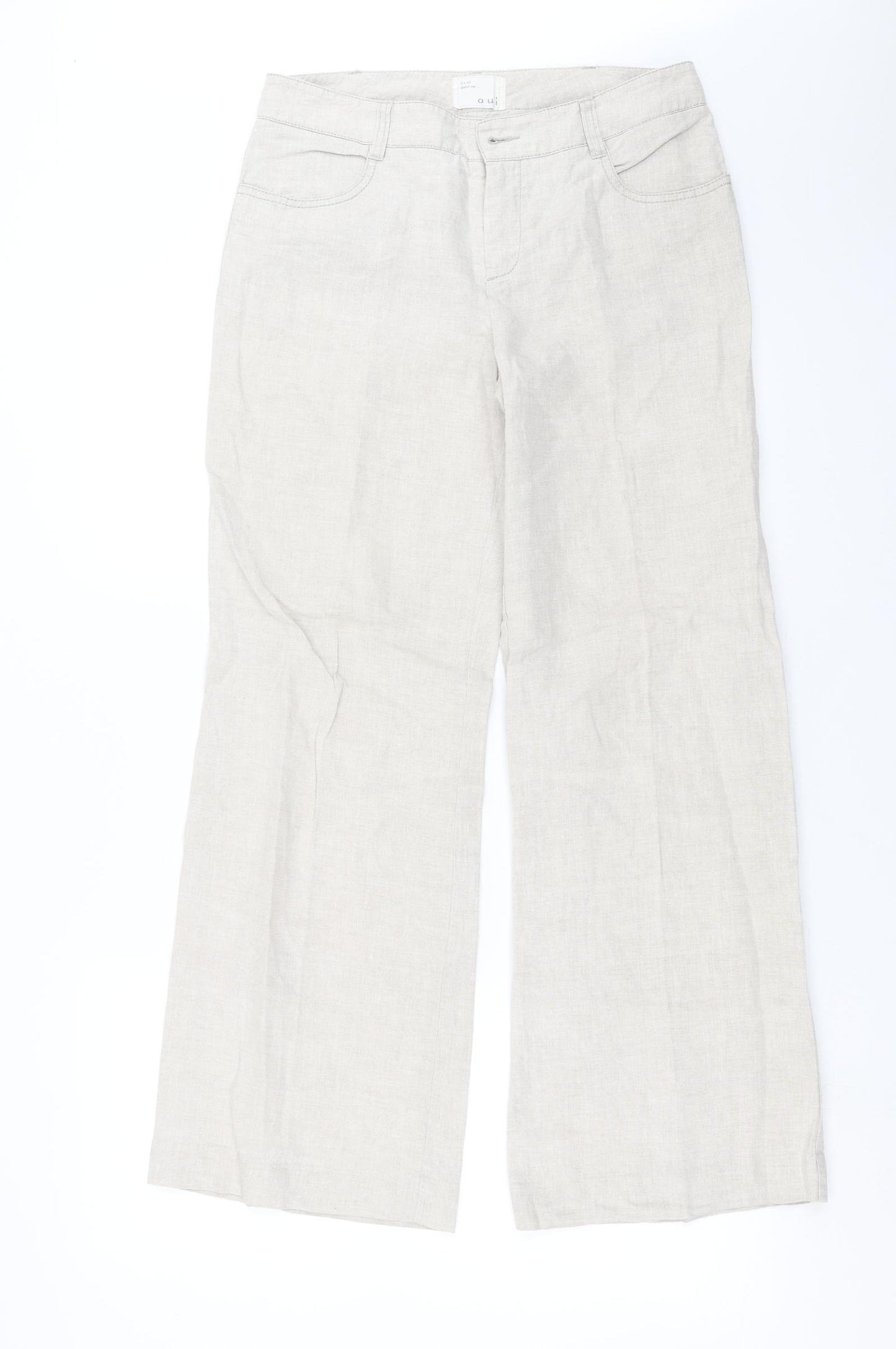 Oui Womens Beige   Trousers  Size 10 L29 in